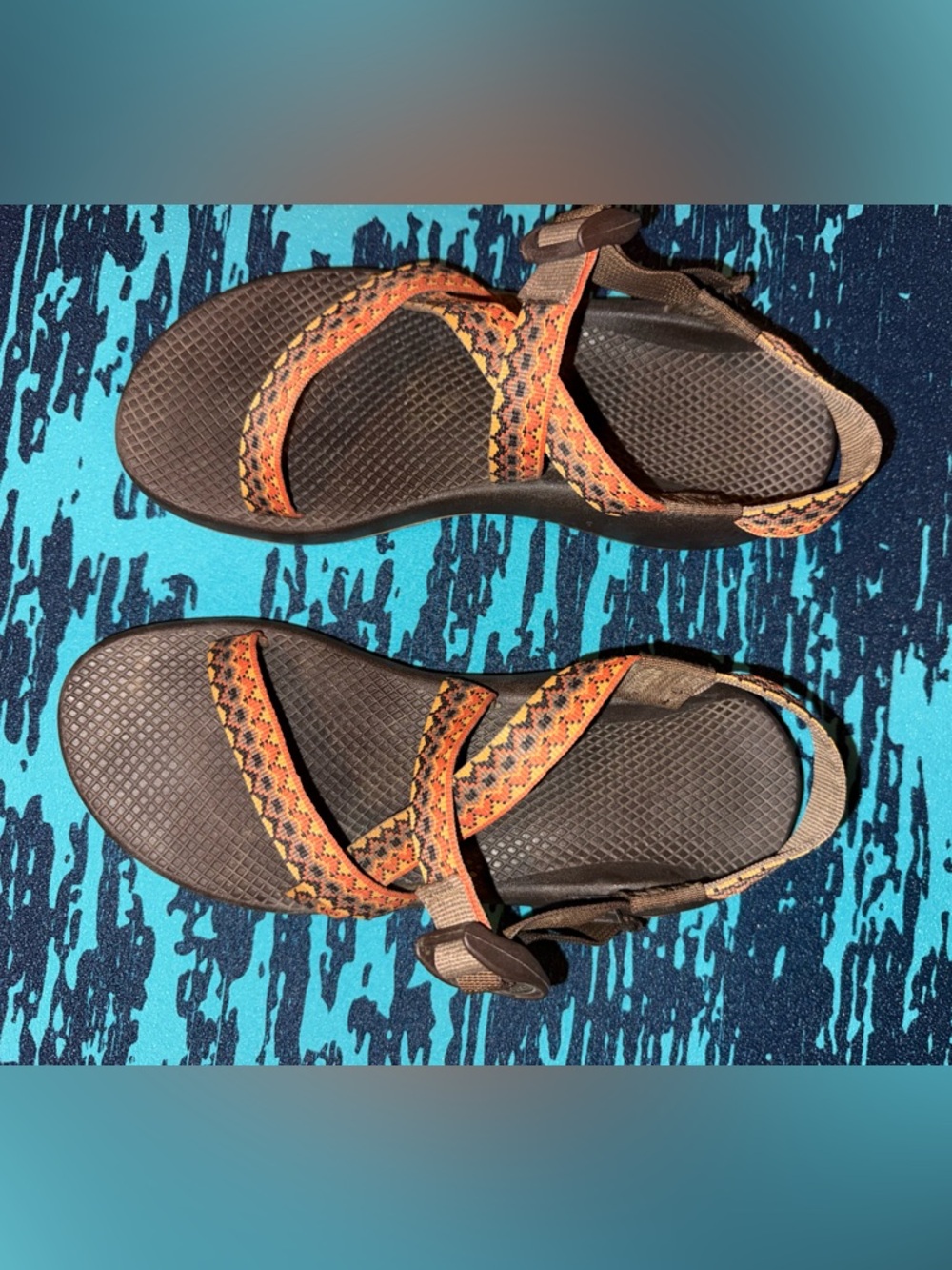 Chaco Outdoor Strappy Sandals in Orange and Brown